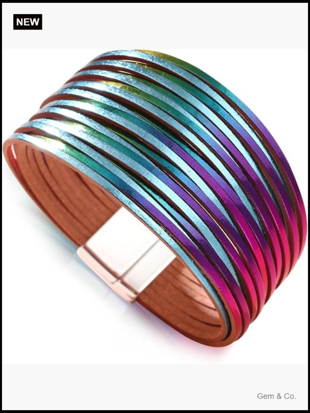 Layered Leather Wrap Bracelet Women Boho Cuff Magnetic Clasp